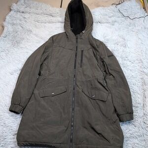 Lucky Brand Jacket Womens M Green Hoodie Gorpcore Comfy Pockets Zip Up Long